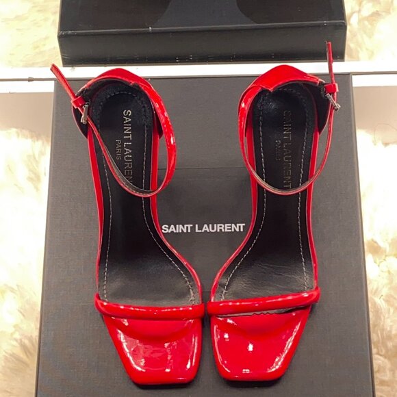 Saint Laurent Opyum YSL High Heel Sandals Red US7.5 E38+ - Picture 7 of 14